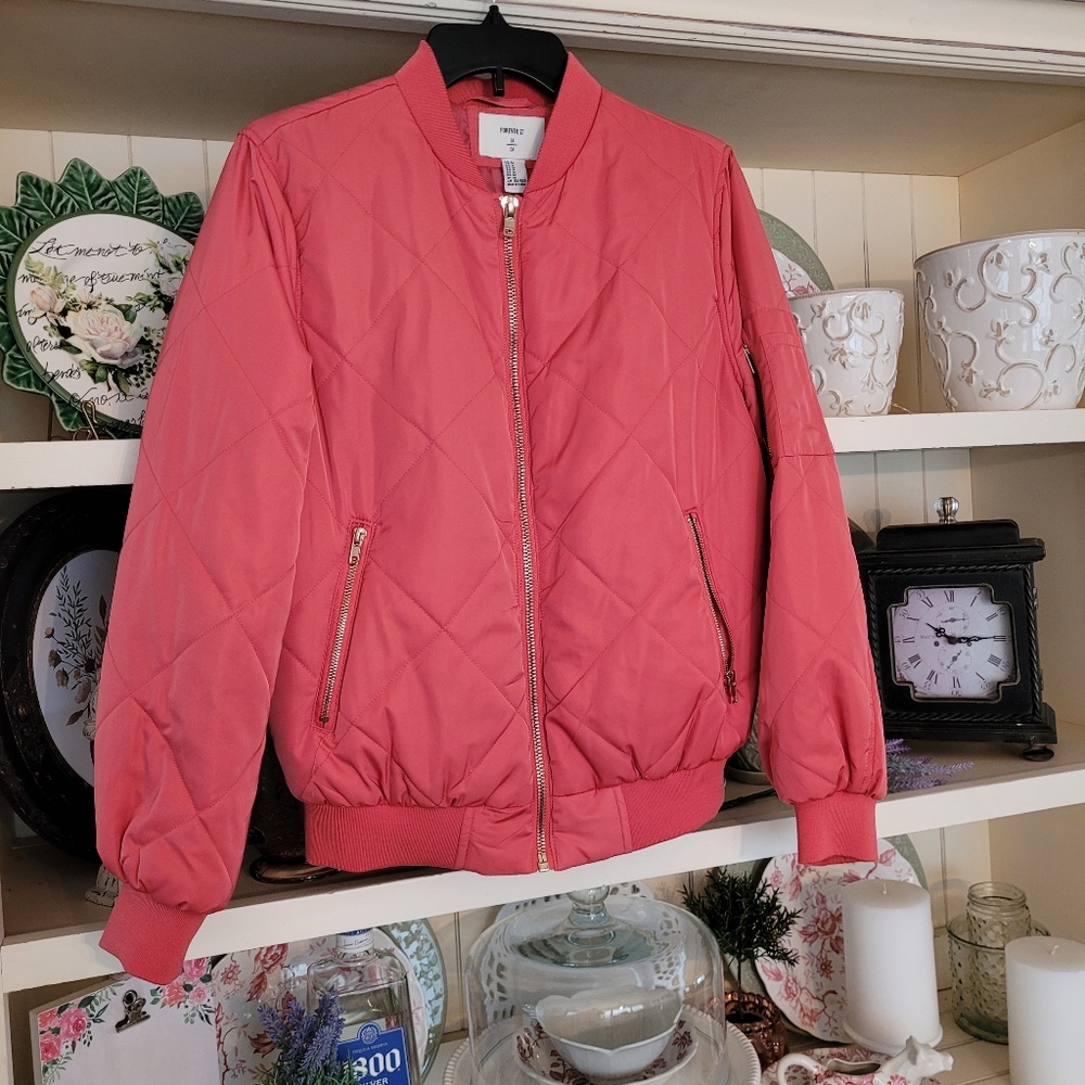 Pink coral colored bomber jacket